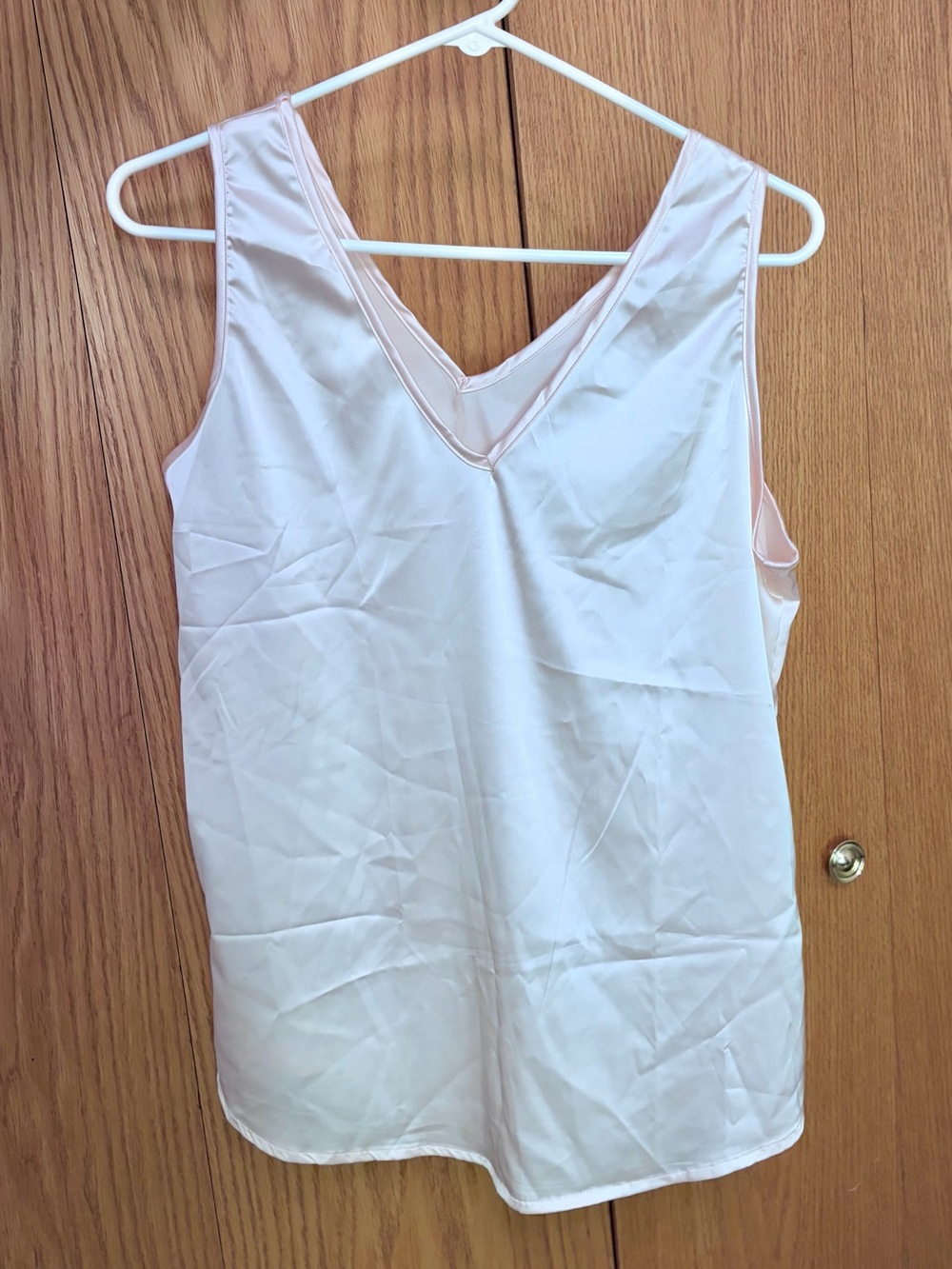 Pink Silk V Neck Tank